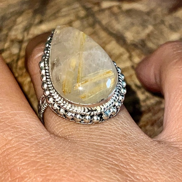 Needlelike Rutile Ring Size 8 3/4 - Picture 4 of 6